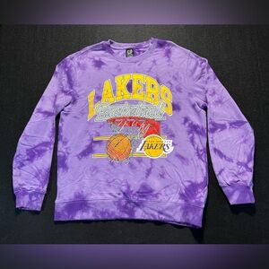 Ultra Game Lakers Sweatshirt Large Purple Tie Dye Crewneck NBA Pullover